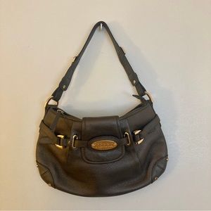 FERRE Bucaneve pebbled leather brown shoulder bag